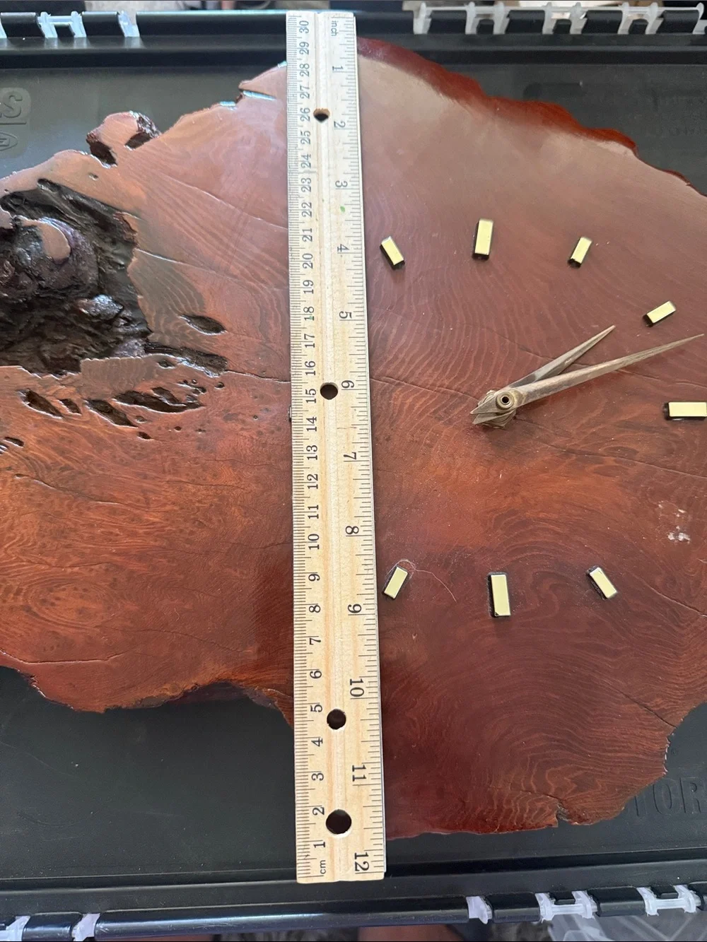 Rustic Red-Brown Live Edge Wall Clock - Doesn’t work